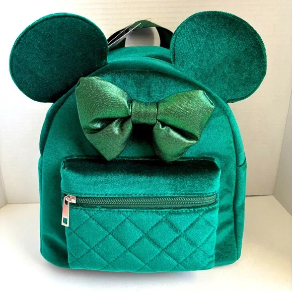 FINAL PRICE DROP! Bioworld Disney Minnie Mouse Green Velvet Mini Backpack NWT - Picture 3 of 14